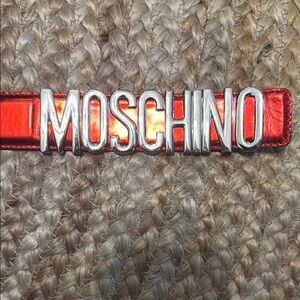 Moschino Red Belt with Silver Lettering